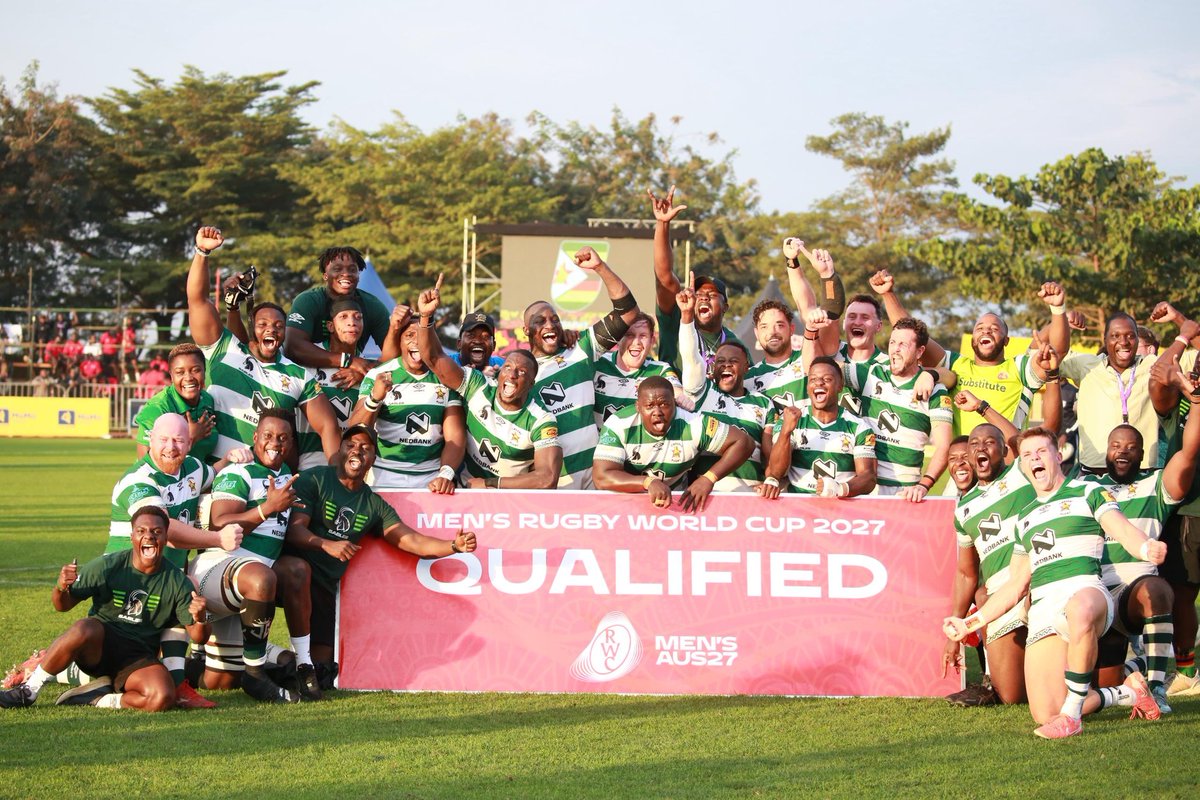 MadondoMaria's tweet photo. Zimbabwe's national rugby team punched their ticket to the 2027 Rugby World Cup after a thrilling 30-28 victory over Namibia in the Rugby Africa Cup final. What a performance, showing incredible nerves of steel to overcome their rivals. History made #TheSables #ZimbabweRugby https://t.co/ycESGH0CI9