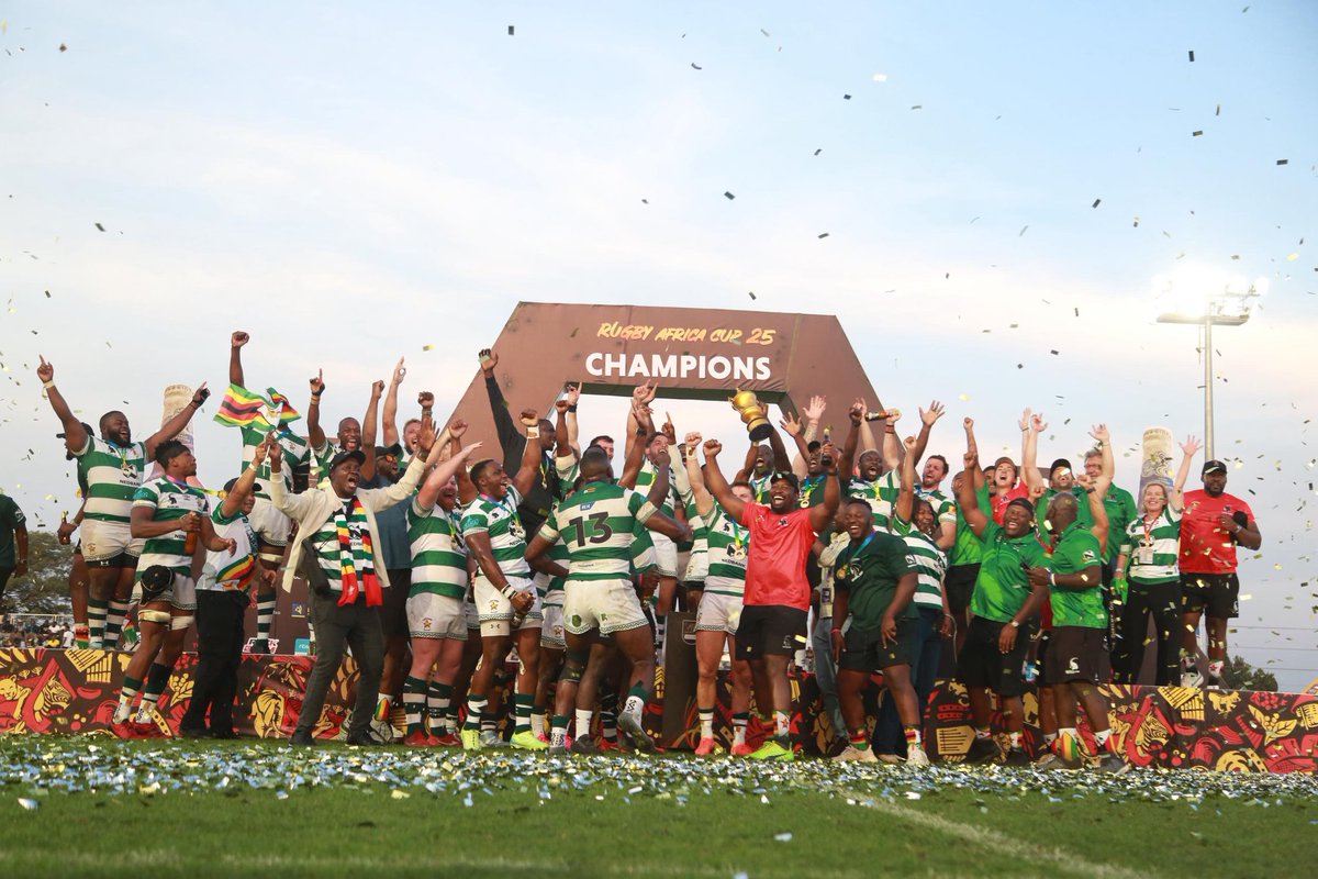 MadondoMaria's tweet photo. Zimbabwe's national rugby team punched their ticket to the 2027 Rugby World Cup after a thrilling 30-28 victory over Namibia in the Rugby Africa Cup final. What a performance, showing incredible nerves of steel to overcome their rivals. History made #TheSables #ZimbabweRugby https://t.co/ycESGH0CI9