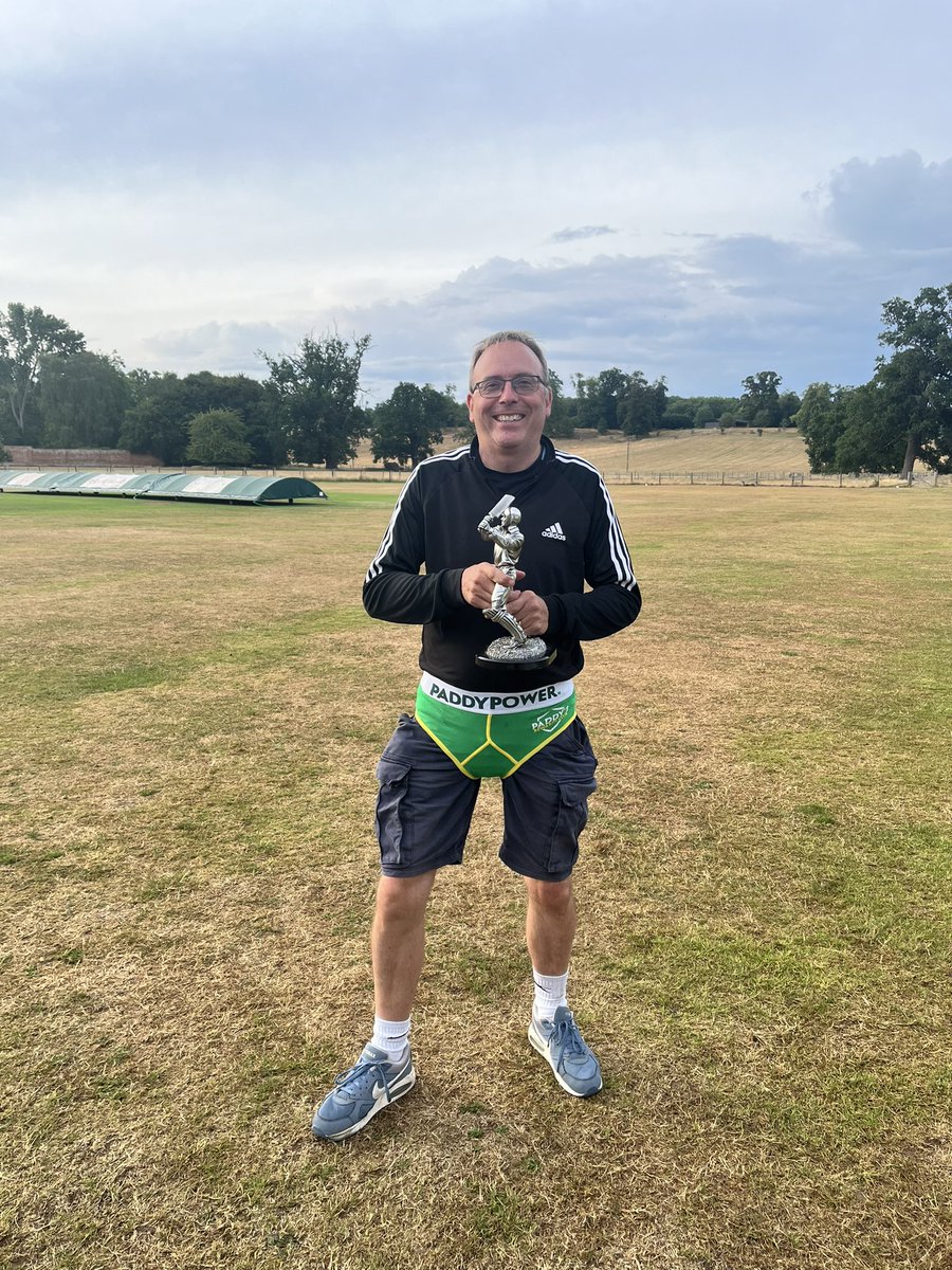ARPCC's tweet image. Yesterday’s winners of the John Clarke Dick of the Day:

IAN BIDDLE for a hilariously bad run out attempt and also apologising to the bowler for giving a wide.

TIM FOSTER for four overthrows