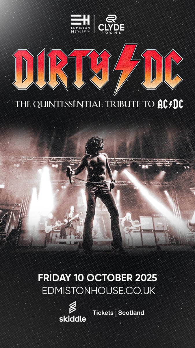 🎸 Ready to be Thunderstruck?
🎤 Join us for a night of electrifying AC/DC hits.
💥 No gimmicks – just raw, loud, legendary rock.
🎟️ Tickets going fast - edmistonhouse.co.uk
🗓️ 10.10.25