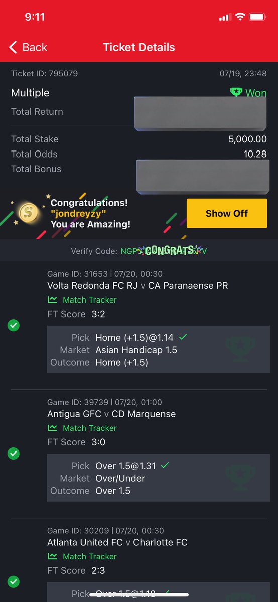 10 ODDS 💥🎉 Boooombastic 💥🎉🎉💥💥🎉🎉🎉🍾🍾🍾💥💥💥💥💥💥
We slept and wake up to Money 🎉💥💥
Join for more winnings 👉 t.me/jondreytips007