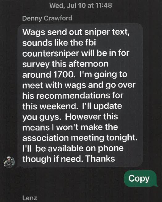fringeclassless's tweet image. 'fbi countersniper' - this could easily be a case of Crawford absentmindedly writing fbi instead of USSS, but it's still important to note...