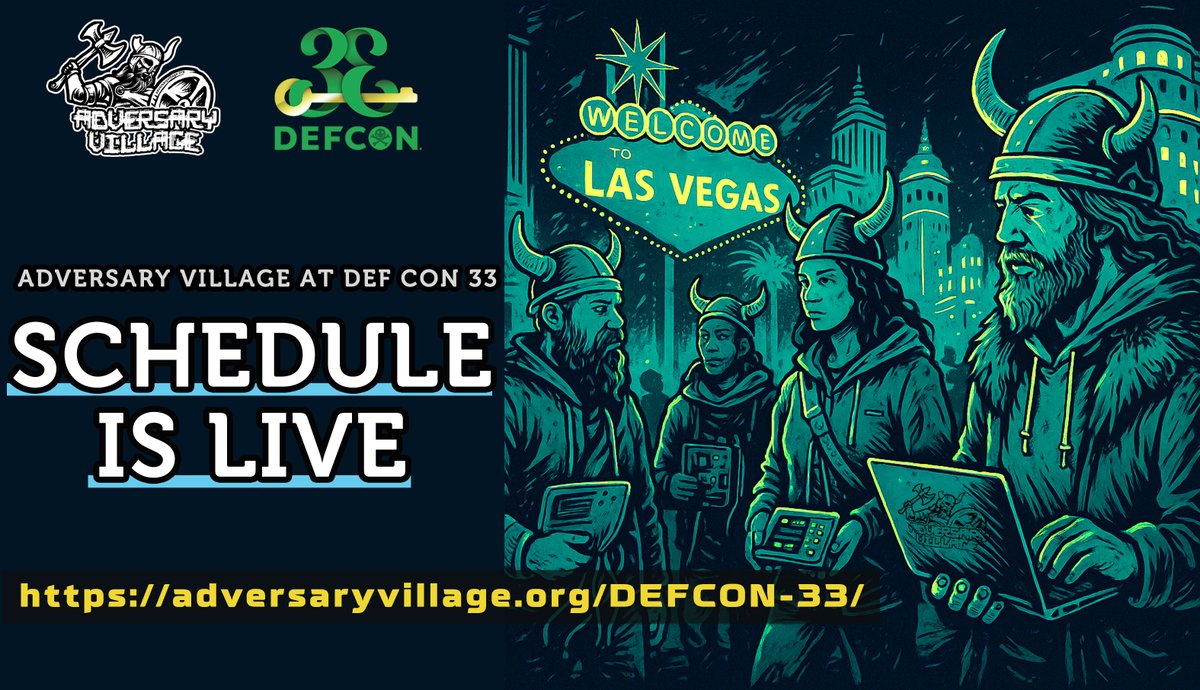 abhijithbr's tweet image. Hey folks, #AdversaryVillage schedule is live!
Check out the talks, workshops, panel discussions, and hands-on activities happening at @AdversaryVillag during @defcon 33!
Schedule: adversaryvillage.org/adversary-even…
We can&apos;t wait to see you all at Las Vegas!
#DEFCON33 #AccessEverywhere