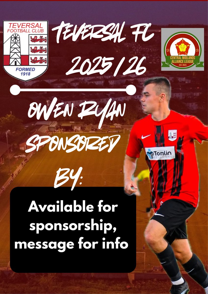 🚨 Signing Alert!
We’re delighted to confirm that Owen Ryan has signed with Teversal for the upcoming season! 🔥

A dynamic wing-back/winger, joined us late last season, but was sidelined with an injury. 💥

He’s looked sharp in training, showing that setback is well behind him💪