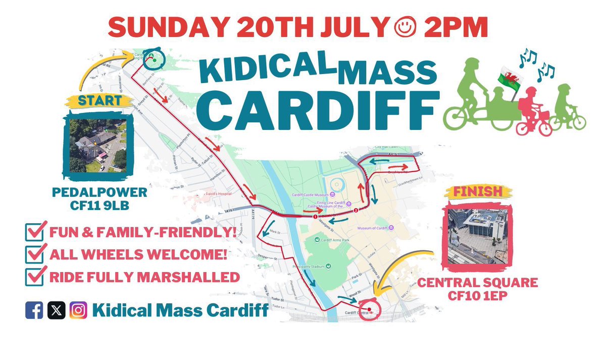 Hamish Belding (@bikewalkscoot) on Twitter photo 🚨🚲🎶 TODAY! 🚲🎶🚨
YES YES YES! Join <a href="/KidicalMassCDF/">Kidical Mass Cardiff</a> fun, family-friendly #KidicalMass ride in #Cardiff to demand #StreetsForEveryone in #Wales! 🚲🎶✊🏴
📅 SUNDAY 20TH JULY @ 2PM
📍 Meet: Pedal Power Cardiff, CF11 9LB
🏁 Finish: Central Square, CF10 1EP
🚲 All Wheels Welcome 🚨🚲🎶 TODAY! 🚲🎶🚨
YES YES YES! Join <a href="/KidicalMassCDF/">Kidical Mass Cardiff</a> fun, family-friendly #KidicalMass ride in #Cardiff to demand #StreetsForEveryone in #Wales! 🚲🎶✊🏴
📅 SUNDAY 20TH JULY @ 2PM
📍 Meet: Pedal Power Cardiff, CF11 9LB
🏁 Finish: Central Square, CF10 1EP
🚲 All Wheels Welcome
