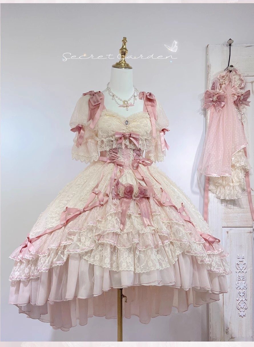 Chai Hu Hu】スイートミルフィーユロリィタドレスセット ピンク