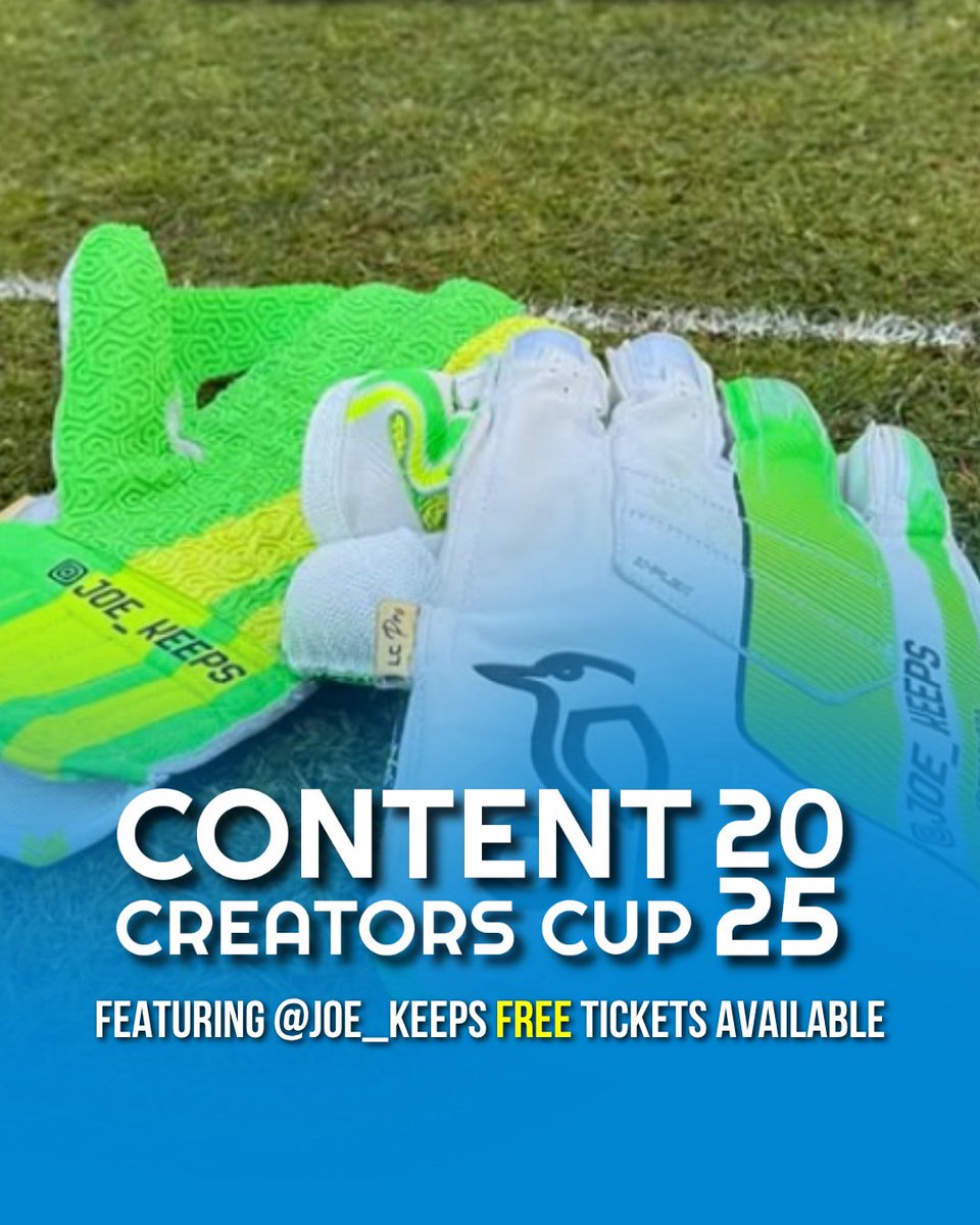 🏏 JOE KEEPS AT THE CONTENT CREATORS CUP!

🏟 Watch him in action on Monday 4th August at Derbyshire CCC playing for Cricket District XI!

🎟 Get your FREE ticket now!