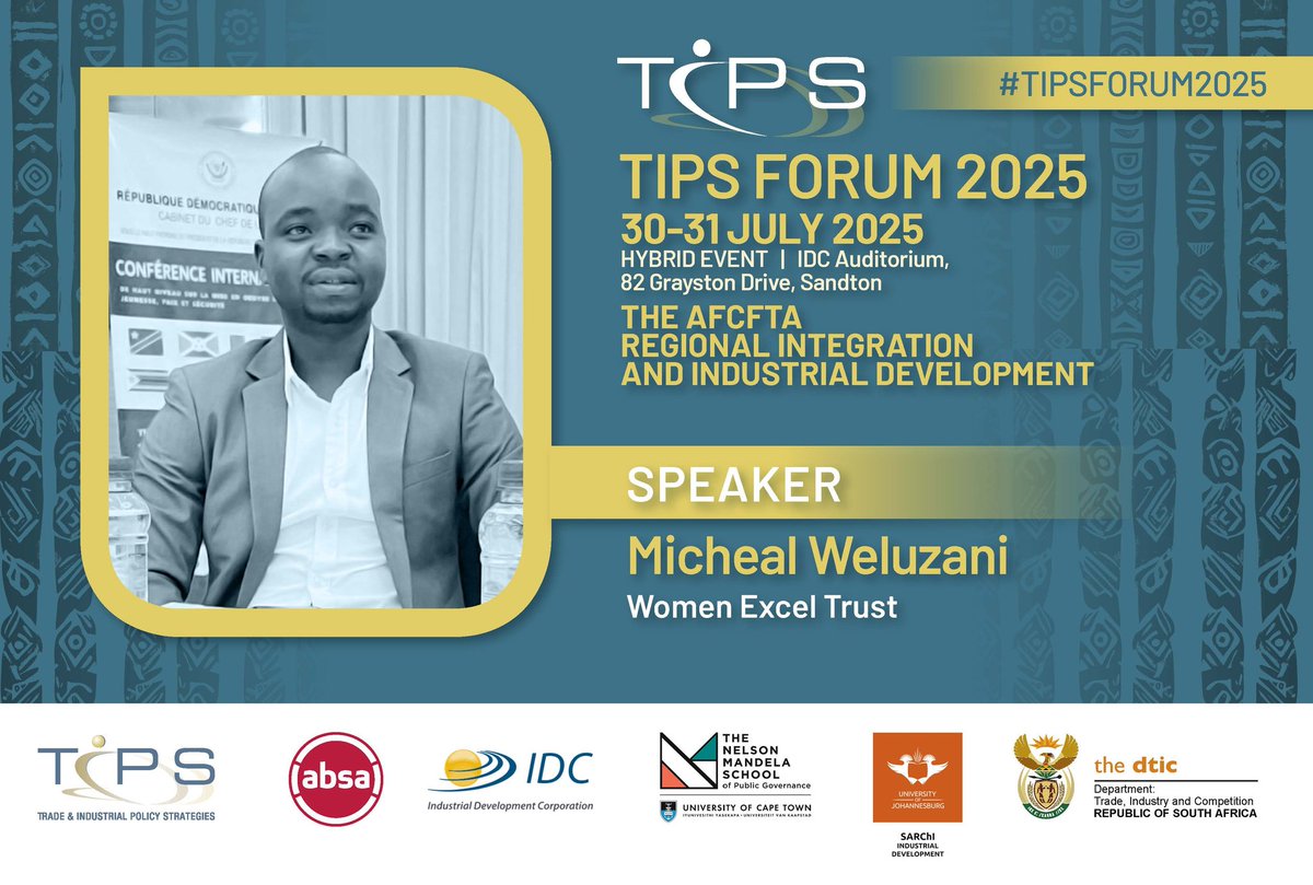 <a href="/TIPS__news/">Trade & Industrial Policy Strategies (TIPS)</a> <a href="/RodneyMutombo/">Rodney Mutombo</a> <a href="/chrisngal608/">chris ngal</a> <a href="/PieraWanjau/">piera wanjau</a> <a href="/AbsaSouthAfrica/">Absa South Africa</a> <a href="/IDCSouthAfrica/">IDC South Africa</a> <a href="/SARChI_ID/">SARChI Industrial Development</a> <a href="/the_dtic/">the dtic</a> <a href="/ProlificMatarus/">Prolific Mataruse</a>