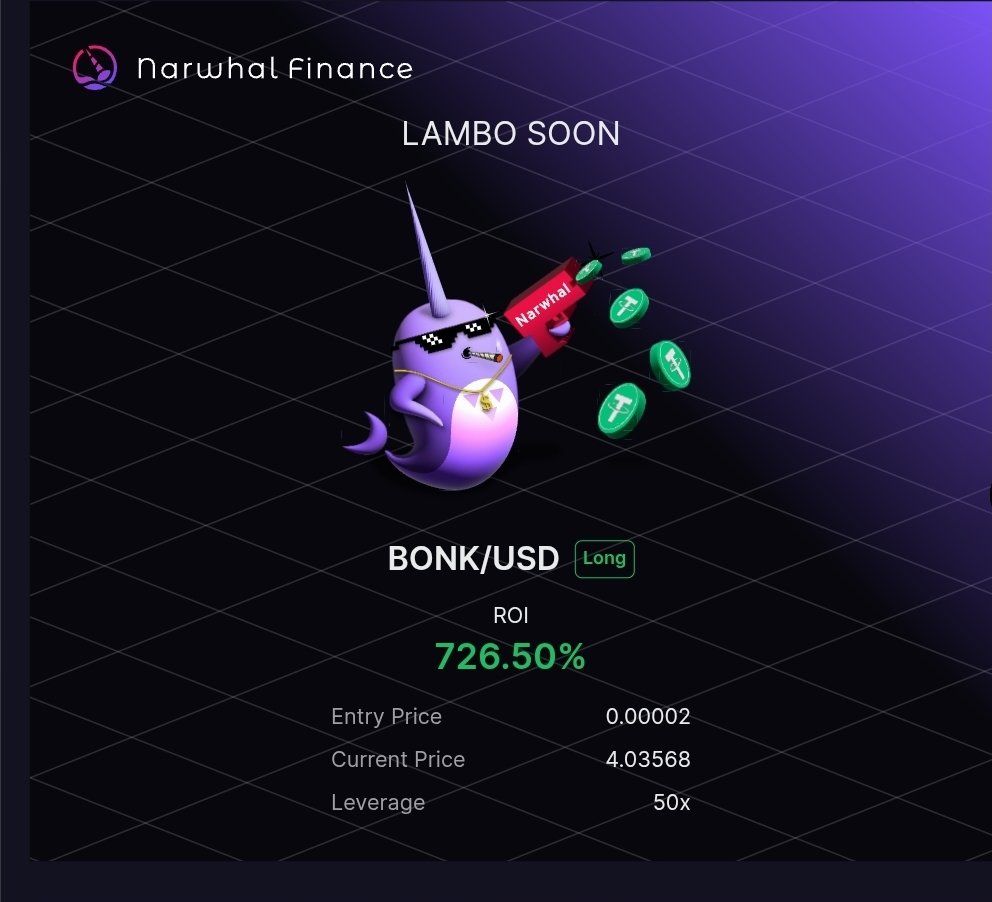 0xKvnq's tweet image. over the past weeks, I've been longing BONK on Narwhal Testnet, made some cool roi (on testnet, kek), and noticed the pump tied to community hype, BONK DAO’s big token burn, and Solana ETF filings!
Join me let's trade (test) their product
@Narwhal_Finance
#TradeOnNarwhal