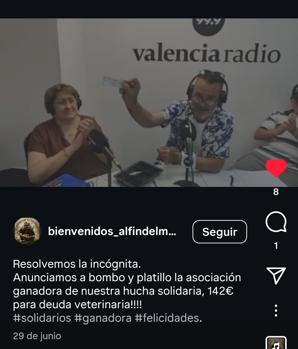 VidasSos's tweet image. LA HUCHA DE SOLIDARIDAD repartió esperanza a protectoras afectadas por #DANA 🥁 🥁@VidasSos ha sido ganadora de 142€ para pagar la revisión de #Kinder !!👏🏻👏🏻👏🏻🎉🎉💞💞 Mil gracias a @999Vlcradio !!!  Estamos muy felices!! #FelizDomingo #20julio ➡️instagram.com/reel/DLe8WLUBh…