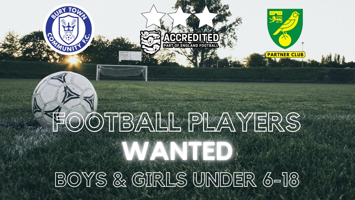 Bury Town Community Football Club (@btcommunityfc) on Twitter photo ๐ฃ Bury Town Community Football Club is recruiting boys & girls from U6โU18!
โ
FA 3-Star Accredited
โ
Teams for all levels
โ
Weekly training + matches
๐ Bury St Edmunds
๐ฉ info@burytowncommunityfc.co.uk
#YouthFootball #JoinTheTeam #GrassrootsFootball <a href="/SuffolkFA/">Suffolk Football Association</a> ๐ฃ Bury Town Community Football Club is recruiting boys & girls from U6โU18!
โ
FA 3-Star Accredited
โ
Teams for all levels
โ
Weekly training + matches
๐ Bury St Edmunds
๐ฉ info@burytowncommunityfc.co.uk
#YouthFootball #JoinTheTeam #GrassrootsFootball <a href="/SuffolkFA/">Suffolk Football Association</a>