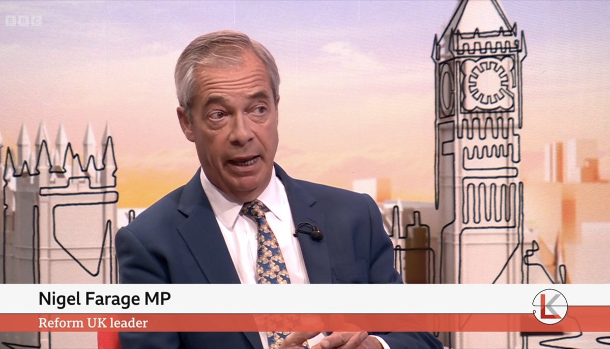 Farage on the BBC...again. And not a Green in sight.

A reminder:

Greens: 4 MPs 800+ councillors 

Reform: 4 MPs 600+ councillors

When will the BBC give the Green Party the same amount of coverage as Reform?

#BBCLauraK