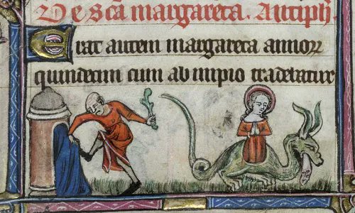 domestic_danger's tweet image. Today is the feast day of St Margaret of Antioch, variously credited with yelling at the devil so loudly he fled, gutting a dragon from the inside with her cross, and smacking Beelzebub with a hammer. This year's motto: Be More Margaret 🔨