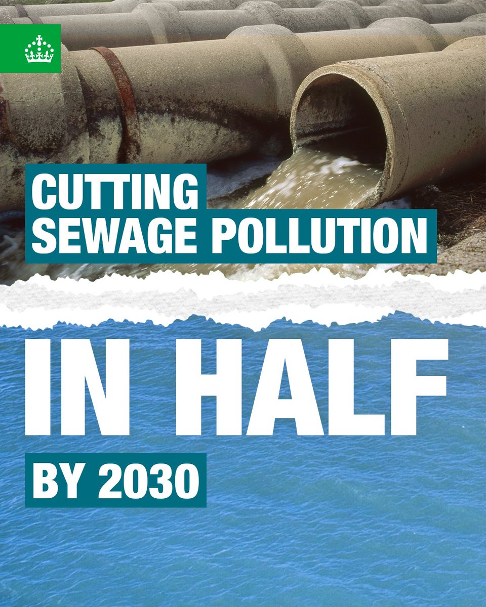 DefraGovUK's tweet image. BREAKING: Government will slash sewage pollution from water companies in half.
We’re cleaning up our rivers, lakes, and seas.
Find out more: gov.uk/government/new…