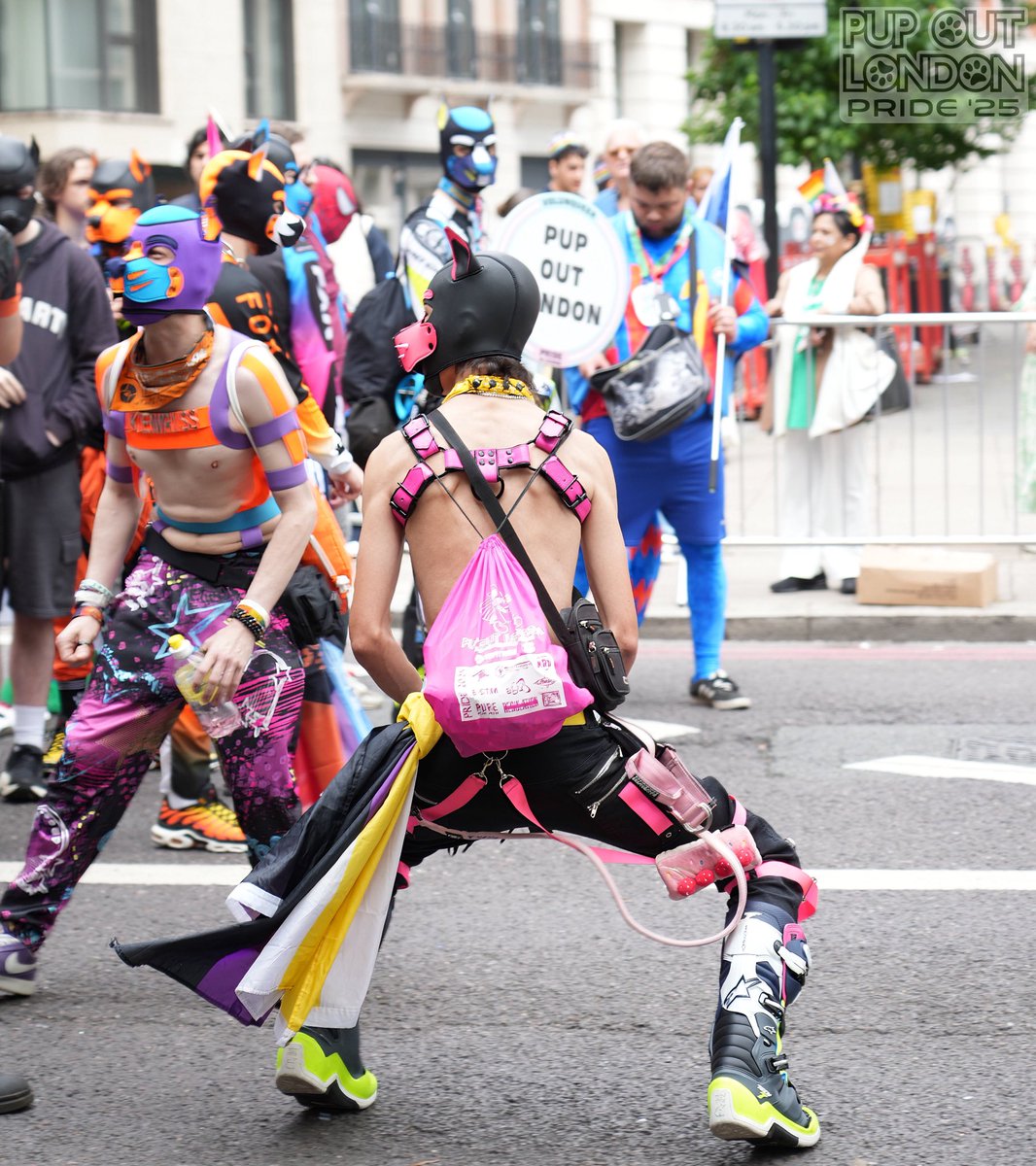 Time to become a gremlin pup for <a href="/PrideInLondon/">Pride in London</a> pride walk with <a href="/PupOutLondon/">Pup Out</a> 
Ft <a href="/PongoPuppy/">Pongo🔜</a> giving me a death stare 
And <a href="/PupKemriss/">Kemriss</a> being a gremlin pup too