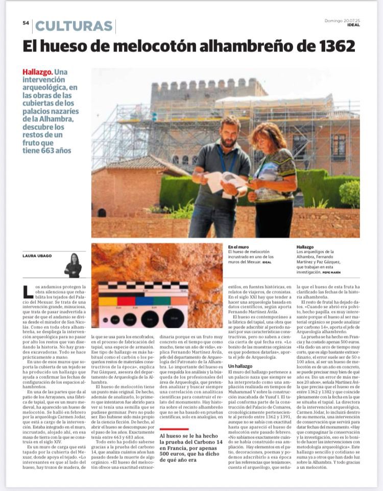 alhambracultura's tweet image. 👉 La increíble historia del hueso de melocotón encontrado en @alhambracultura➡️ @ideal_granada.