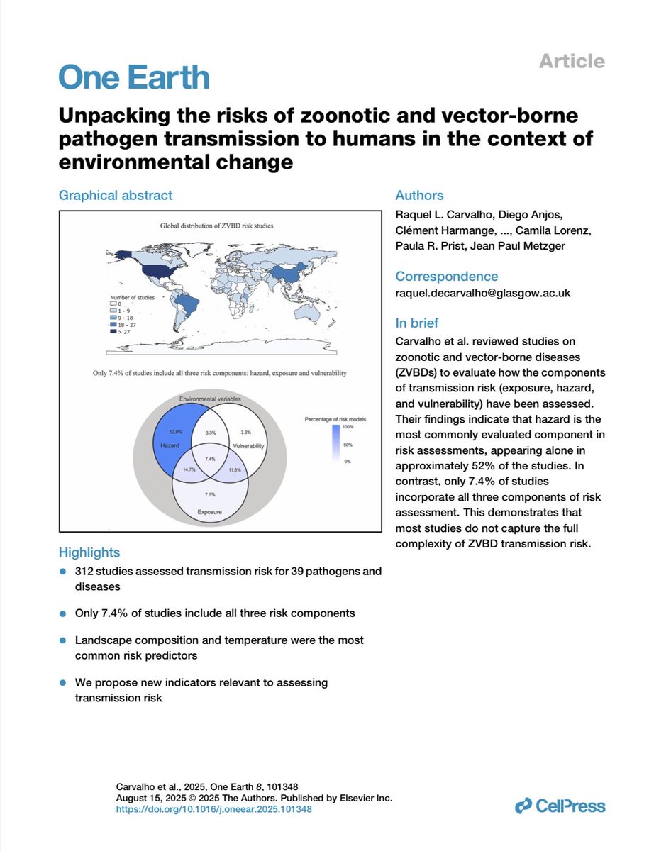 MAPICC2021's tweet image. Unpacking the risks of zoonotic and vector-borne pathogen transmission to humans in the context of environmental change.
sciencedirect.com/science/articl…