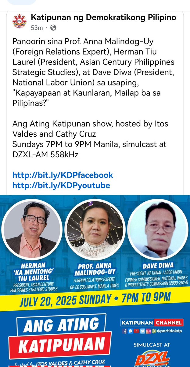 AnnaMalindogUy's tweet image. Join us tonight, Sunday, July 20, 2025, from 7-9pm.
Check below 👇
