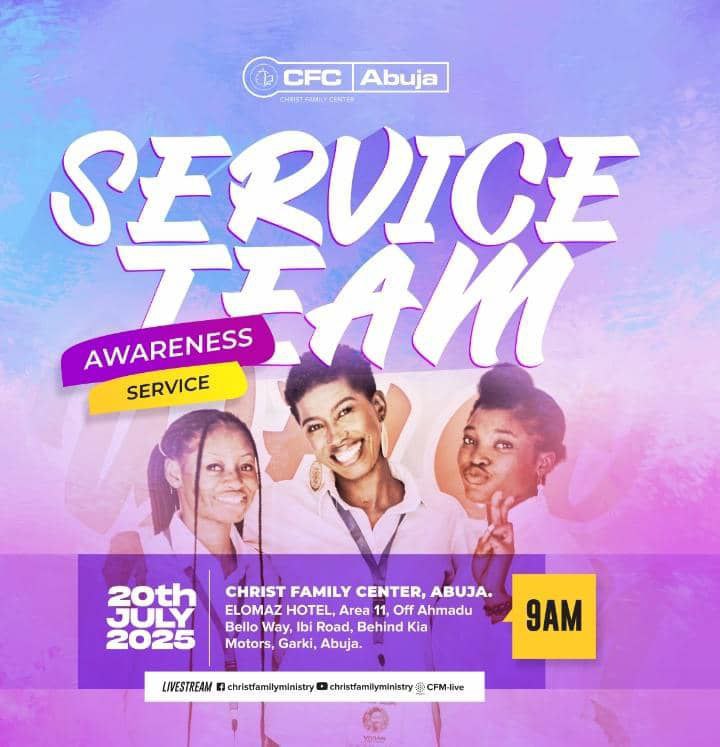 CFCAbuja's tweet image. Good morning and welcome to our Service Team Awareness Service.

We are so glad to have you with us. As we fellowship together, God's presence will be made manifest where you are in Jesus' Name. 

#PastorAromeTokula
#ConnectToLife
#CFCAbuja
#LoveIsKing