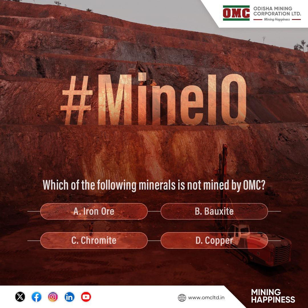 odisha_mining's tweet photo. Odisha Mining Corporation’s major mines play a vital role in meeting the raw material needs of various mineral-based industries.
But can you guess which mineral resource is *not* mined by OMC? Drop your answer in the comments below👇🏻
#MineIQ https://t.co/vfGmynvaIP
