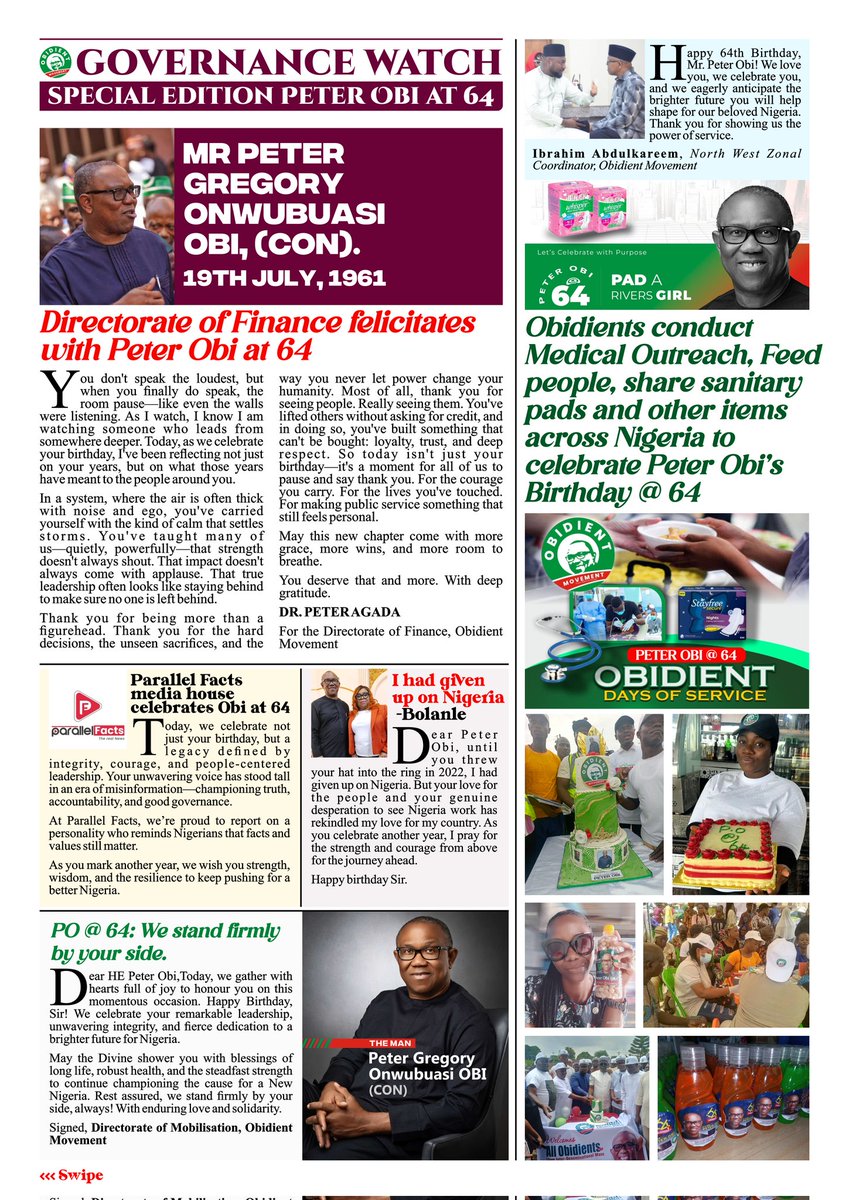 POMediaCenter's tweet image. Birthday Special Edition Celebrating HE Peter Obi