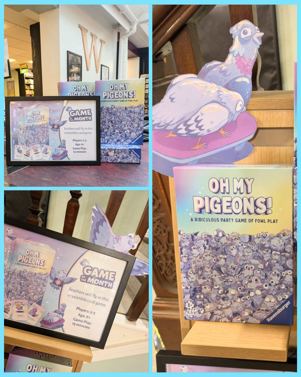 Introducing our new game of the month, Oh My Pigeons! Great feathery fun for all the family, this wild and witty party game features brilliantly illustrated cards and a whole flock of pigeon miniatures. Gor 2-5 players aged 8 and up!
#waterstones