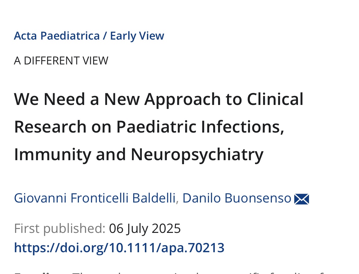 surf4children's tweet image. I so much believe in #longcovid that I think that all childhood infections may play a role in several (without known cause) neuropsychiatric illnesses.
in this piece we summarize what is already known and why my statement should not surprise you
pubmed.ncbi.nlm.nih.gov/40619589/