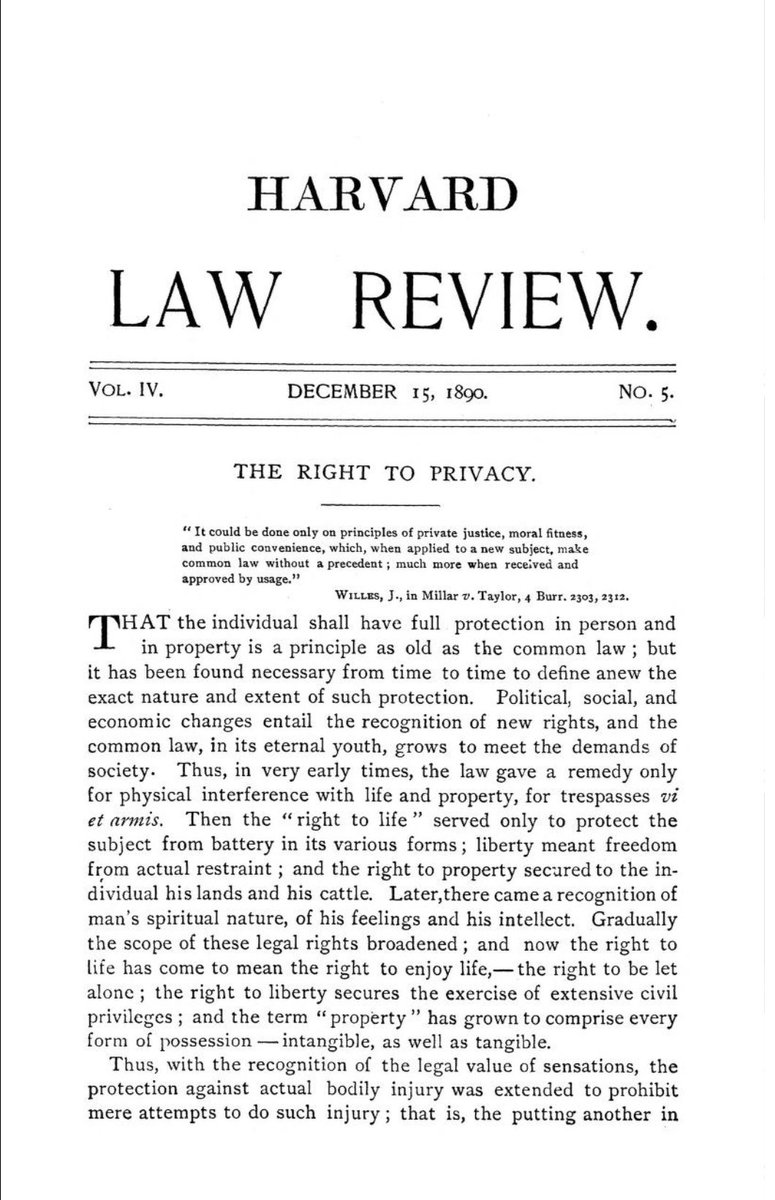 jacob_hanna's tweet image. Disgusted by the "viral" video & internet storm involving a couple whose privacy has been violently invaded following attending Coldplay concert.
This original article titled "the Right To Privacy" from 1890 is still amazingly relevant today more than ever
archive.org/details/jstor-…