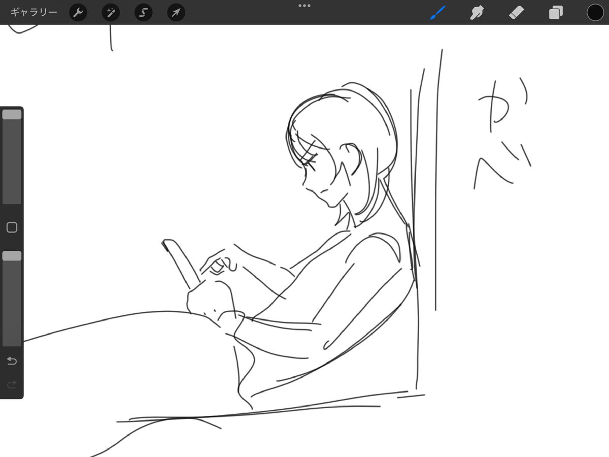 fk_A14's tweet image. いつもこの体勢で描いてるから首と背中痛い