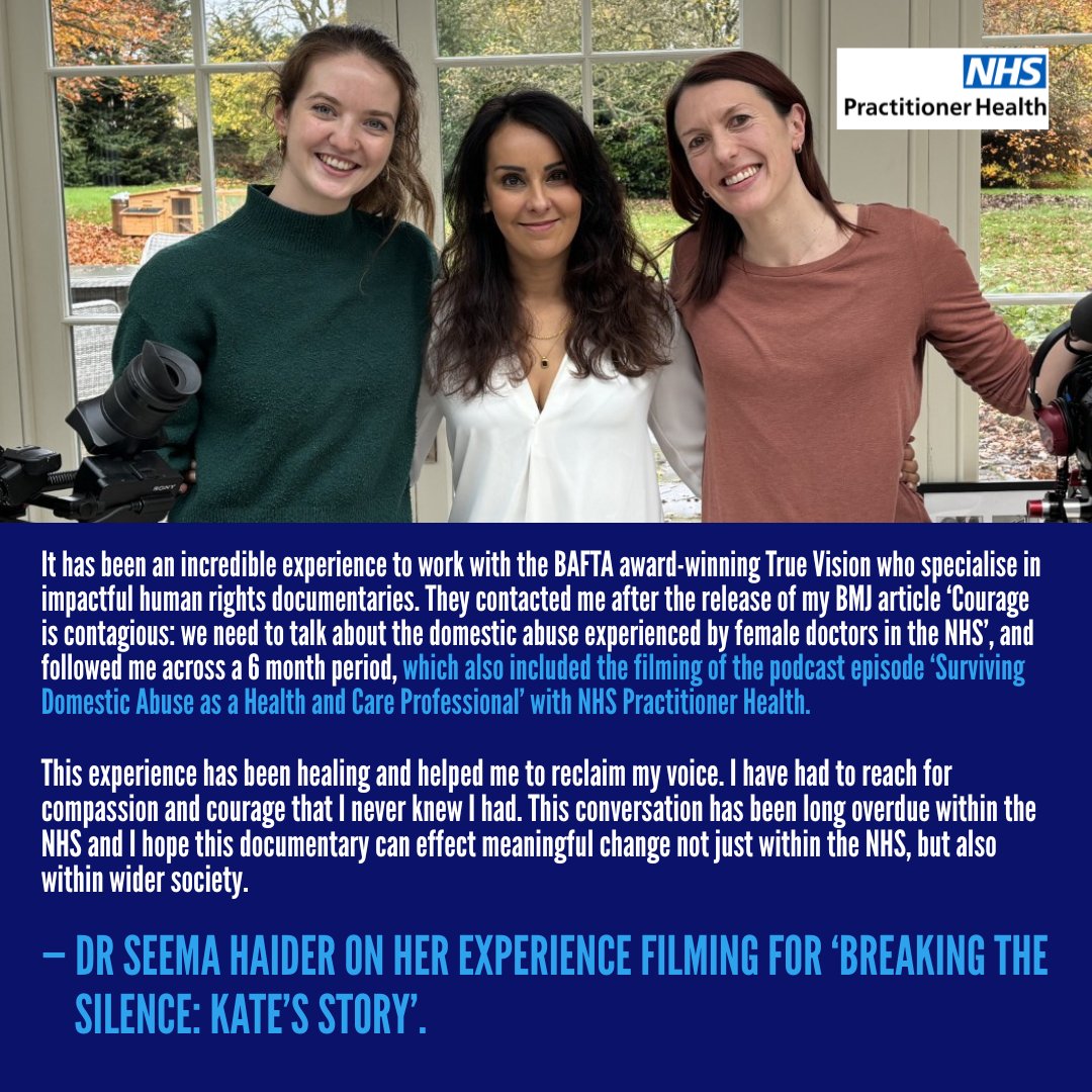 Last year, Dr Seema Haider shared her story of experiencing domestic abuse as a doctor on the NHS Practitioner Health Podcast. This poignant episode will be included in the upcoming ITV documentary, 'Breaking The Silence: Kate's Story', which airs tonight at 10:20pm on ITV1.
