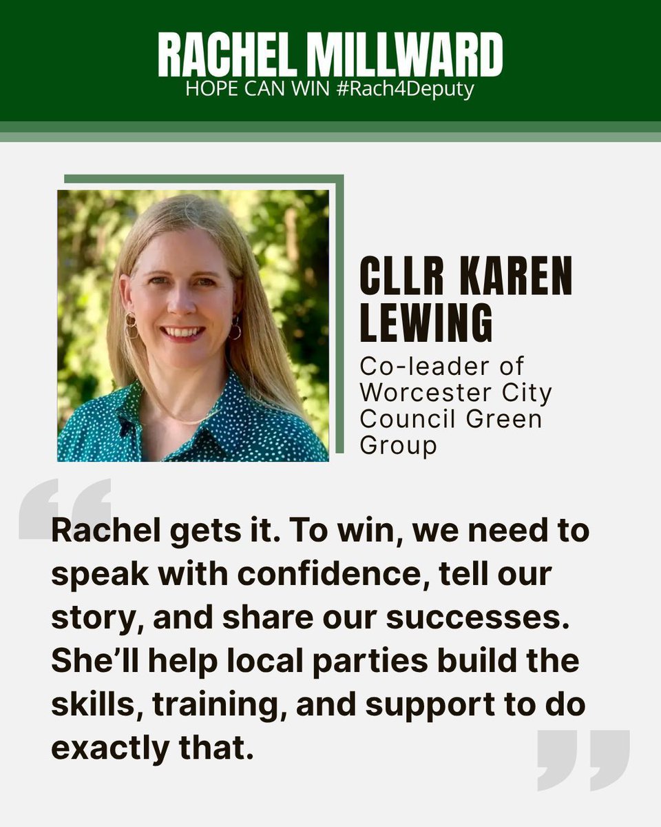 rachelmillward's tweet image. Thank you for your support @KarenLewing15 . I look forward to doing all this and more if I'm elected as Deputy Leader.
#Rach4Deputy