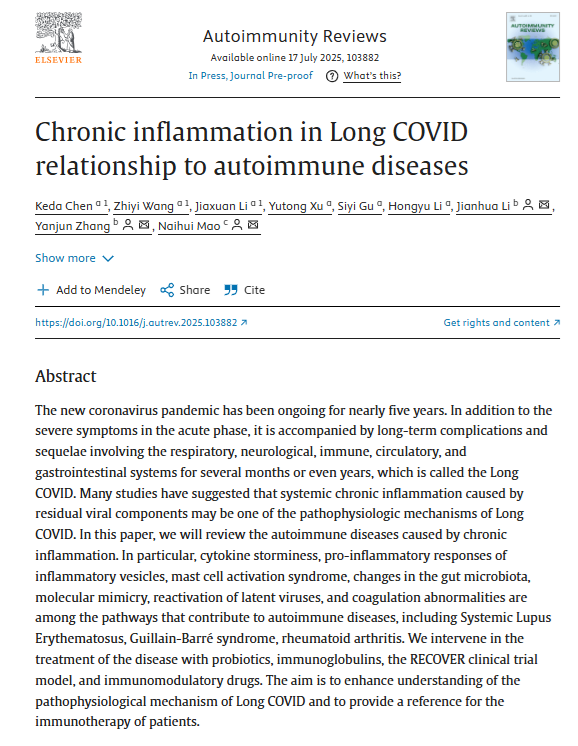 HarrySpoelstra's tweet image. Chronic inflammation in Long COVID relationship to autoimmune diseases
🔥Reminder: Long COVID drives autoimmune diseases through chronic inflammation and immune dysregulation.
➡️Many studies have suggested that systemic chronic inflammation caused by residual viral components…