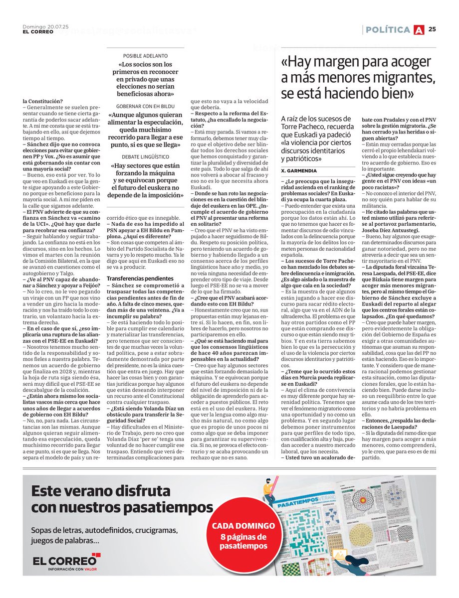 Eneko Andueza (@enekoandueza) on Twitter photo La seriedad, el rigor, la honestidad y la ejemplaridad en el servicio público nos han movido siempre a las y los Socialistas Vascos.
Lo destaco en una entrevista con ✍️ <a href="/xbgarmendia/">Xabier Garmendia Arenaza</a> y 📸 Maika Salguero, que publica hoy <a href="/elcorreo_com/">El Correo</a>, en la que también explico que la gente sigue La seriedad, el rigor, la honestidad y la ejemplaridad en el servicio público nos han movido siempre a las y los Socialistas Vascos.
Lo destaco en una entrevista con ✍️ <a href="/xbgarmendia/">Xabier Garmendia Arenaza</a> y 📸 Maika Salguero, que publica hoy <a href="/elcorreo_com/">El Correo</a>, en la que también explico que la gente sigue