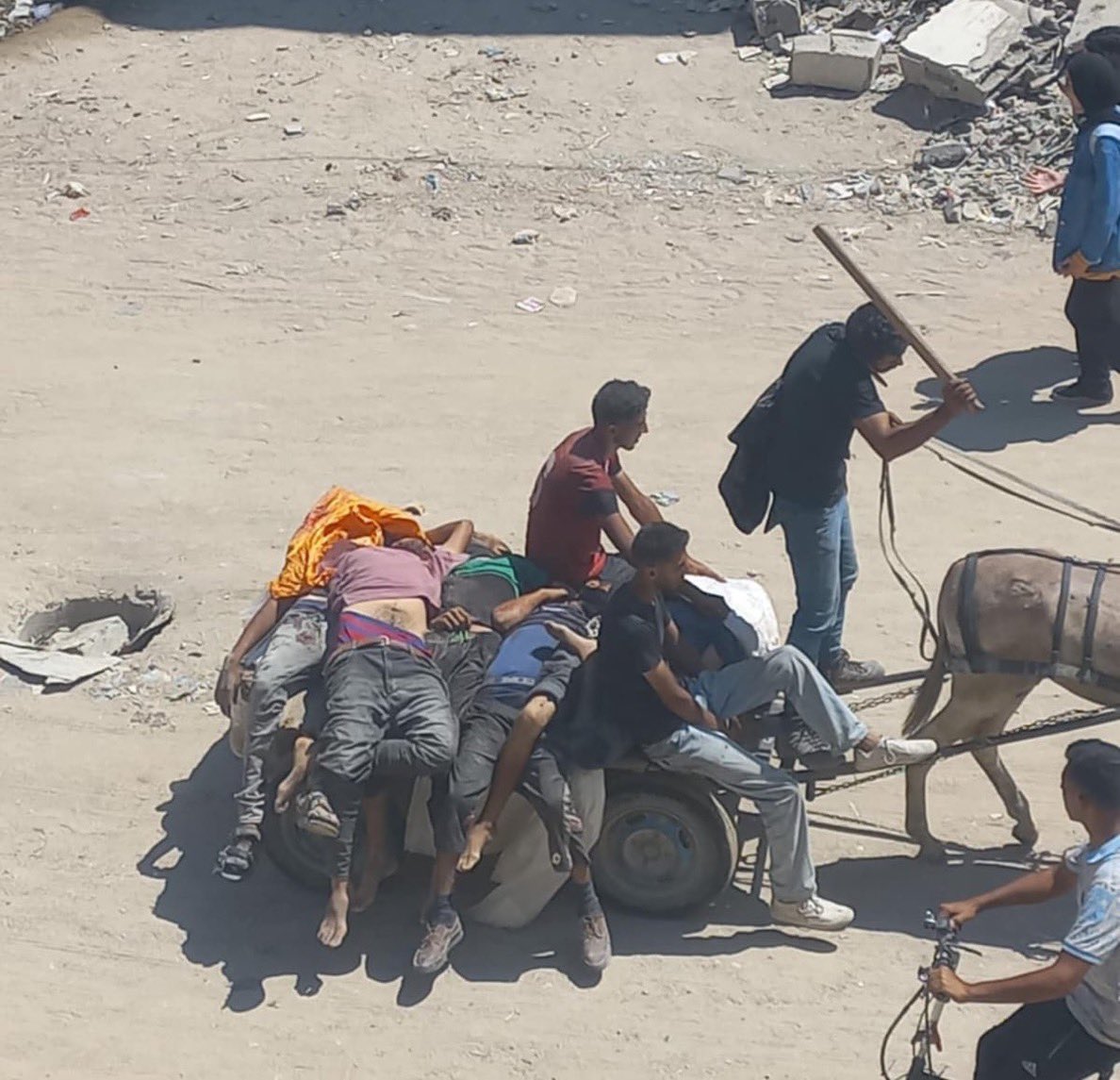 MartinGlasenapp's tweet image. Heute früh brachen sie von ihren hungernden Familien auf, um nordwestlich von Gaza-City am GHF-Verteilzentrum etwas Mehl, Reis und Speiseöl zu bekommen. Die israelische Armee meldete später "Warnschüsse"
vor dem Gelände.