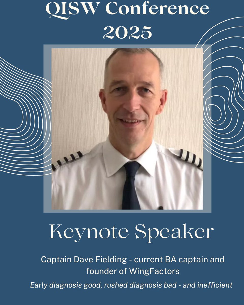 QISW (@qisouthwest) on Twitter photo Our final Keynote Speaker Announcement 
Captain Dave Fielding
Sharing his experience on early diagnosis good, rushed diagnosis bad - and inefficient
Not long now until we see you all at the big day! Our final Keynote Speaker Announcement 
Captain Dave Fielding
Sharing his experience on early diagnosis good, rushed diagnosis bad - and inefficient
Not long now until we see you all at the big day!