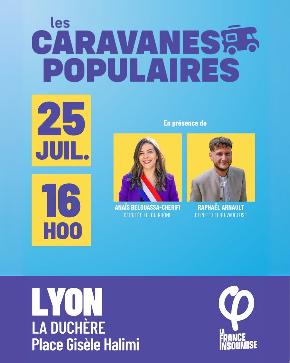 LFiLyon's tweet image. 🚐 Les caravanes de l’Union Populaire sont à Lyon !
Face à l’année rouge qui s’annonce pour les Français, nous portons des solutions concrètes pour le pouvoir d’achat et la défense des services publics.
Venez discuter et nous rencontrer !
