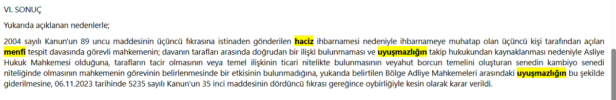 onurbuluc's tweet photo. @yazar__polat Yargıtay, BAM kararları arasındaki uyuşmazlığın giderilmesine karar vererek davacı 3. kişi ile icra dosyasındaki alacaklı arasında hukuki ilişki bulunmadığından Asliye Hukuk Mahkemesi görevli dedi. Dolayısıyla arabuluculuk  yok Hocam. Yargıtay 11. HD 2023/5228E., 2023/6468K. https://t.co/VeAelPsHcs