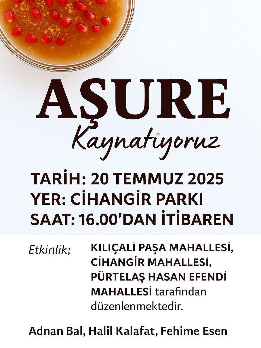 Seray Şahiner (@seraysahiner) on Twitter photo Aşure kazanının başında buluşuyoruz.
Sevgili Cihangir muhtarlarımız <a href="/adnanbal84/">Adnan BAL</a> <a href="/kilicalimuhtar/">Halil Kalafat</a> <a href="/fehimeesen2019/">Fehime Esen</a>’un davetiyle… Aşure kazanının başında buluşuyoruz.
Sevgili Cihangir muhtarlarımız <a href="/adnanbal84/">Adnan BAL</a> <a href="/kilicalimuhtar/">Halil Kalafat</a> <a href="/fehimeesen2019/">Fehime Esen</a>’un davetiyle…
