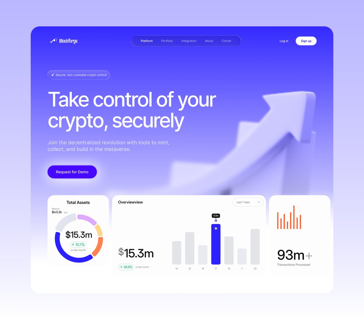 design_josim's tweet image. Crypto website hero section