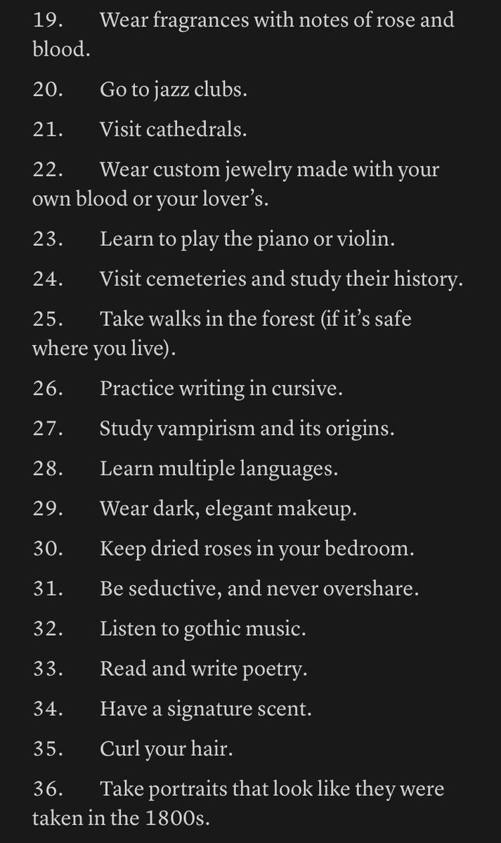 bIoodfangs's tweet image. 50 ways to feel more vampiric.
i made this very childish list for myself but i thought some of you might still be interested⁺‧₊˚ ཐི⋆⚰︎⋆ཋྀ˚₊‧