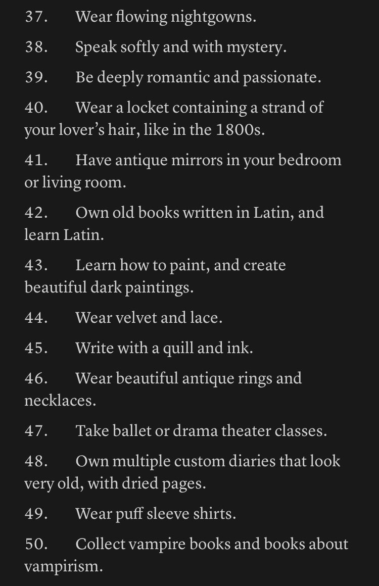 bIoodfangs's tweet image. 50 ways to feel more vampiric.
i made this very childish list for myself but i thought some of you might still be interested⁺‧₊˚ ཐི⋆⚰︎⋆ཋྀ˚₊‧