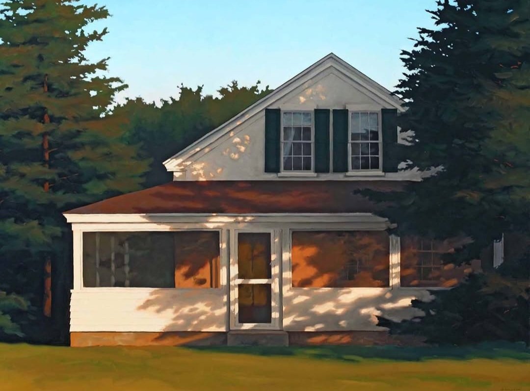 franch_laura's tweet image. Mi hopperiano de hoy es el estadounidense Jim Holland (Schenectady NY., 1955), uno de mis top porque transmite esa atmósfera de soledad, silencios y verano que me interesa tanto.

👇🏻Abro hilo.