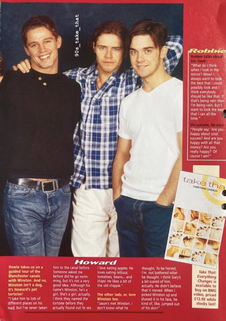 90s_take_that's tweet photo. @takethat Taped 1994! 📼
❤️❤️❤️❤️❤️
#takethat #takethattaped #flashback #everythingchanges #videorelease #thatters #throwback #lookatus #90s #90snostalgia #90stakethat @GaryBarlow @OfficialMarkO #HowardDonald @robbiewilliams #JasonOrange #takethatlegends https://t.co/0moFUIhnI1