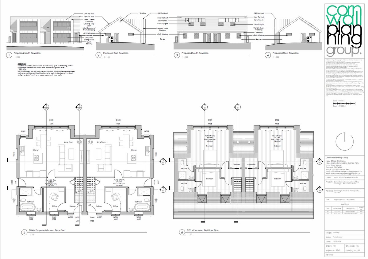 Johns and Sons Development Ltd are progressing well in Perranporth, with construction underway on two new dwellings following planning approval. We’ve provided the full building regs package, new build warranty, and energy compliance docs to support building control.