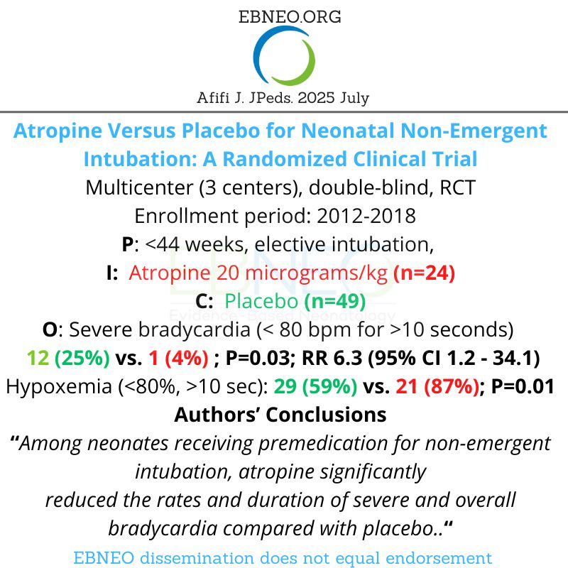 EBNEO's tweet image. Is atropine useful in neonatal intubation?
New RCT by @NICU_Musings group
sciencedirect.com/science/articl…
#neoEBM #EBNEOAlerts