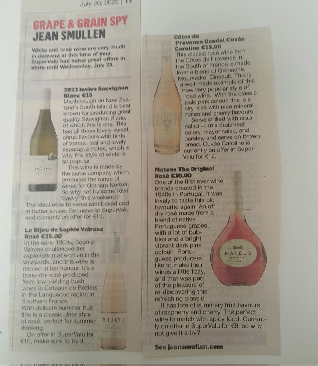 Look out for these white &amp; rose wines on offer in SuperValu til next Wed