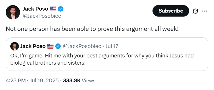 ronhenzel's tweet image. So, in “This is my body,” the “is” must be taken literally so transubstantiation can be true even though Jesus often used the verb “to be” figuratively as in Jn 10:9, but “brothers” can’t be taken literally despite “cousin” being in Col 4:10 so perpetual virginity can be true? 🤔