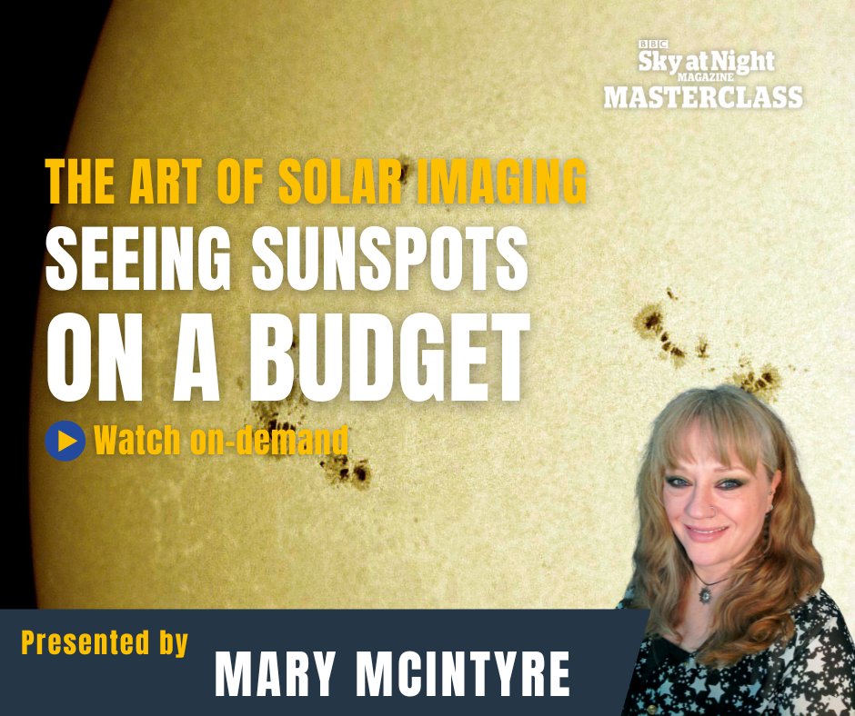 skyatnightmag's tweet image. Capturing the Sun’s dynamic surface doesn’t have to break the bank!
Catch up on-demand with expert Mary McIntyre in the second talk of our spring series, The Art of Solar Imaging: Seeing Sunspots on a Budget
Watch on-demand ➡ bit.ly/4kx6OCM