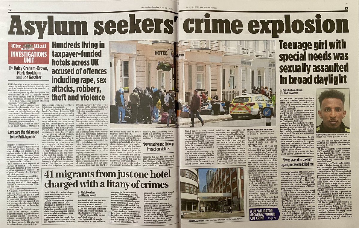 SimonDanczuk's tweet image. Starmer’s Britain. 1000’s of illegal immigrants (which he said he’d stop), in hotels (which he said he’d close), committing 1000’s of crimes against British people whose taxes are used to look after them and their lawyers. Tells you whose side Labour are on, and it’s not ours…