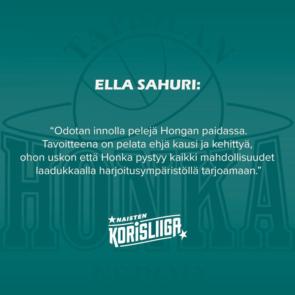 Lisää nuorta tahtoa ja periksiantamattomuutta Hongan naisiin: Ella Sahuri siirtyy Lahdesta ja divarista Espooseen korisliigaparketeille! 🔥🏀👏🏼

Lue uutinen: tapiolanhonka.fi/ella-sahuri-si…

#NaistenKorisliiga